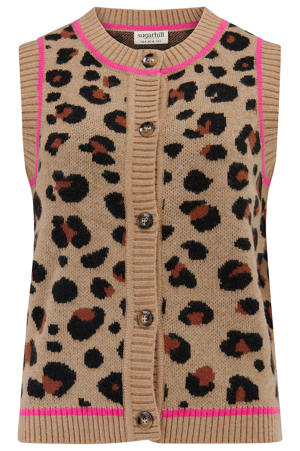 NATALIE KNITTED WAISTCOAT |TAN LEOPARD
