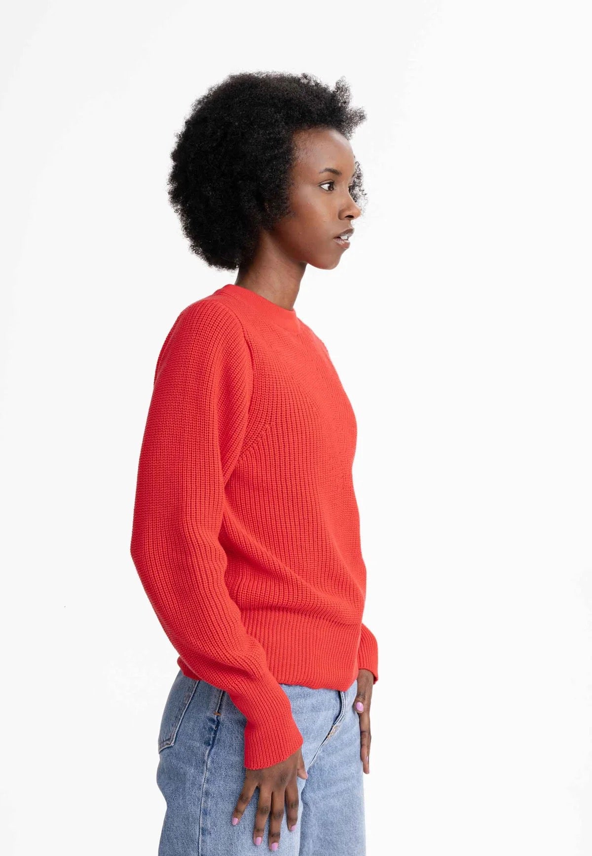 GAURI ORGANIC COTTON CREW NECK JUMPER | POPPY