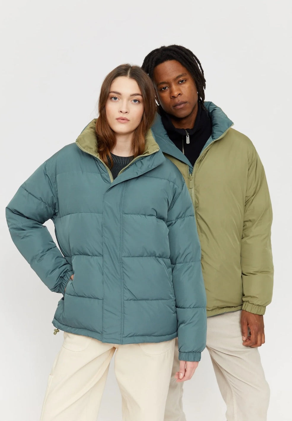 OSSEO REVERSIBLE PUFFER UNISEX | PALE OCEAN/ MOSS