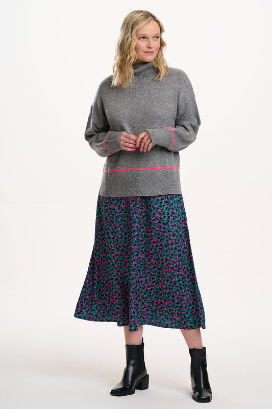 KRISTA CIRCLE SKIRT | GREEN/ LAYERED SPOT