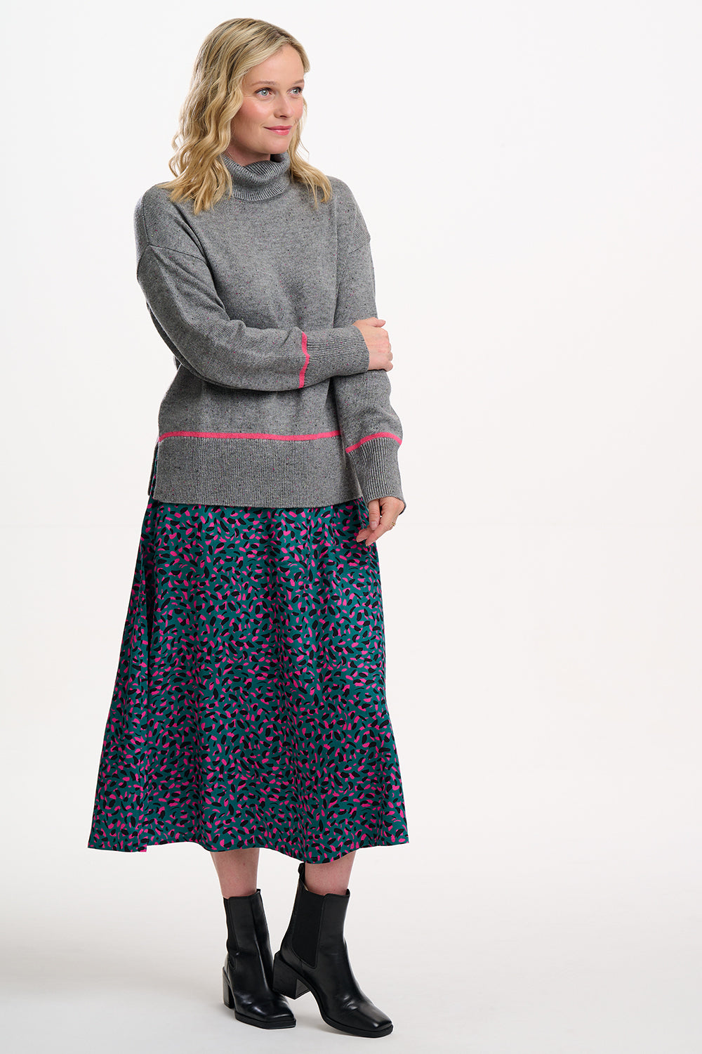 KRISTA CIRCLE SKIRT | GREEN/ LAYERED SPOT