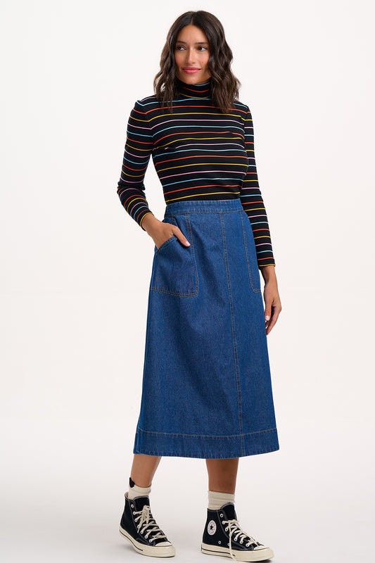 JOANNA MIDI SKIRT | DEEP BLUE DENIM