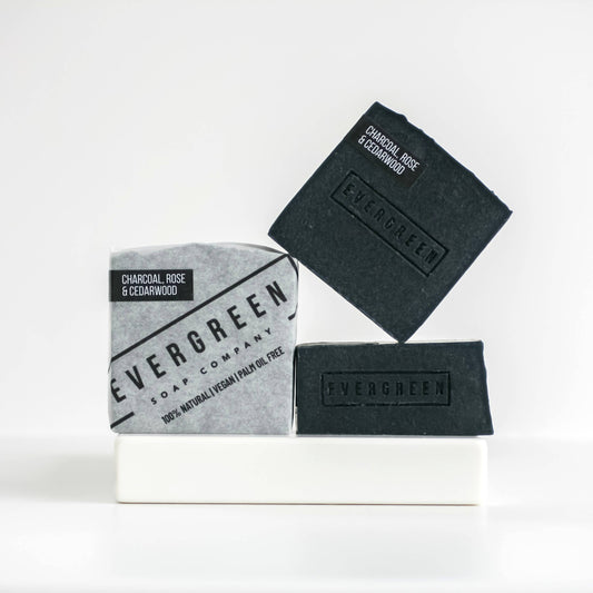 CHARCOAL, ROSE & CEDAR WOOD 100% NATURAL SOAP