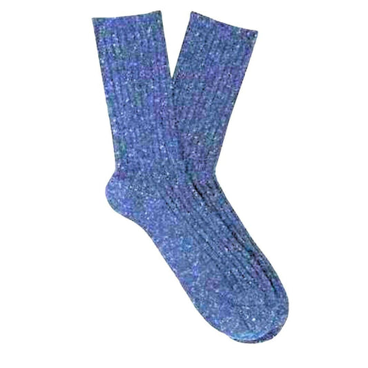 WOOL AND SILK BLEND DUST STAR SOCKS | BLUE