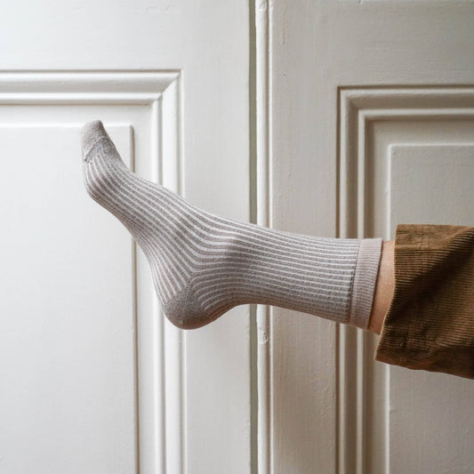 GLITTER LUREX ECO-FRIENDLY LYOCELL SOCKS | GREY STRIPES