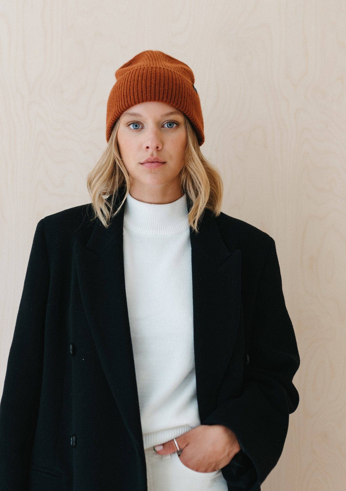 CASHMERE & MERINO WOOL BEANIE | RUST