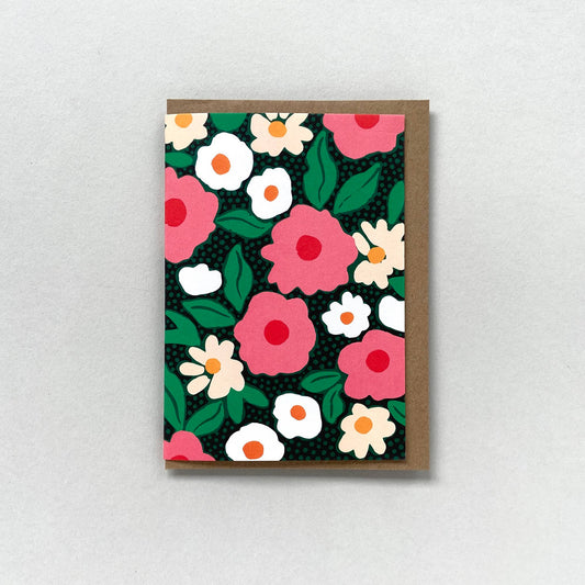 GREETING CARD | BOLD BLOOMS IN GREEN & PINK