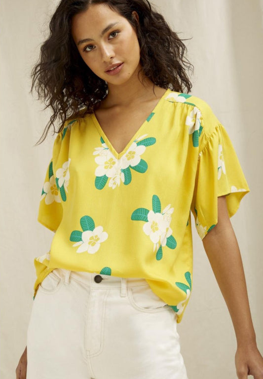 VALERIE PLUMERIA TOP || YELLOW