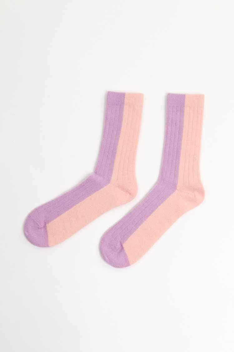 BICOLOUR WOOL SOCKS | PEACH