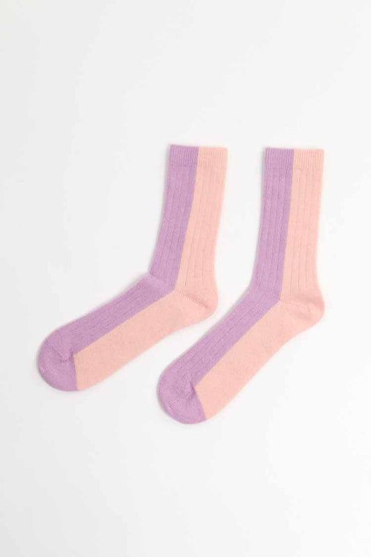 BICOLOUR WOOL SOCKS | PEACH