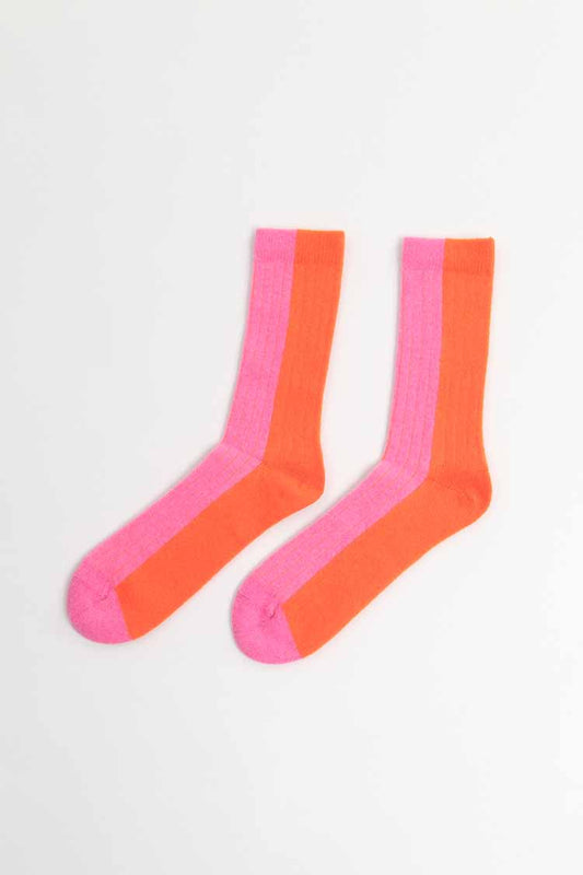 BICOLOUR WOOL SOCKS | PINK