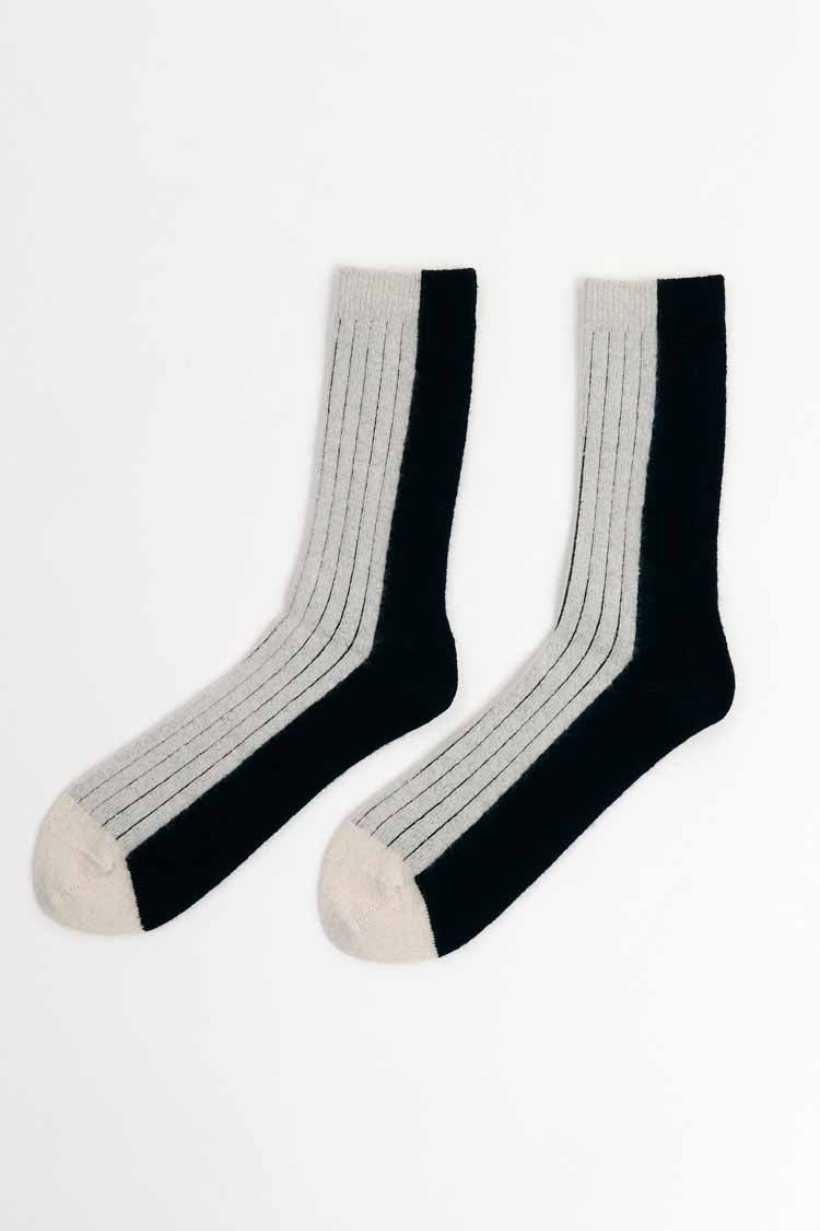 BICOLOUR WOOL SOCKS | BLACK