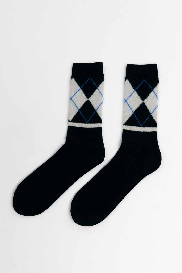 ARGYLE WOOL SOCKS | BLACK