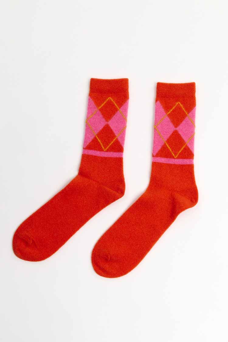 ARGYLE WOOL SOCKS | ORANGE