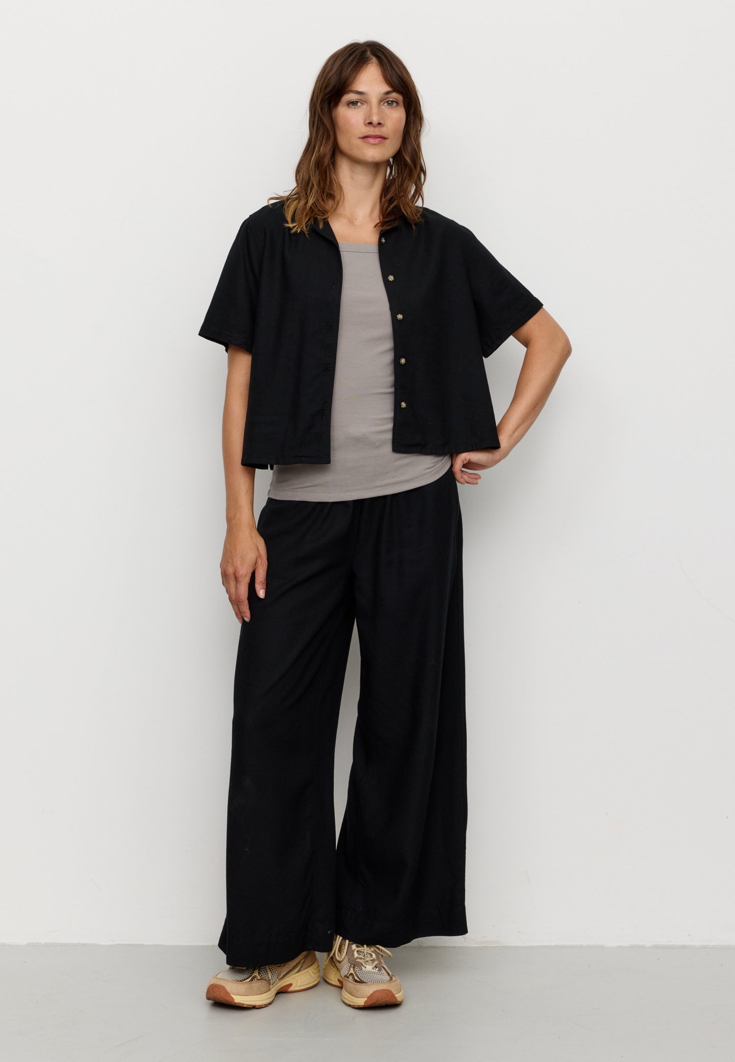 PILEA WIDE LEG TROUSERS |  BLACK