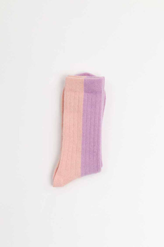 BICOLOUR WOOL SOCKS | PEACH