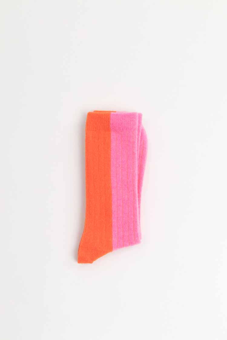 BICOLOUR WOOL SOCKS | PINK