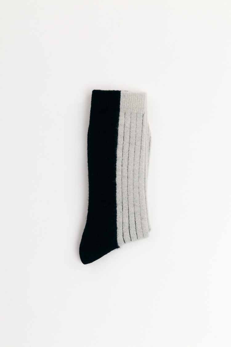 BICOLOUR WOOL SOCKS | BLACK