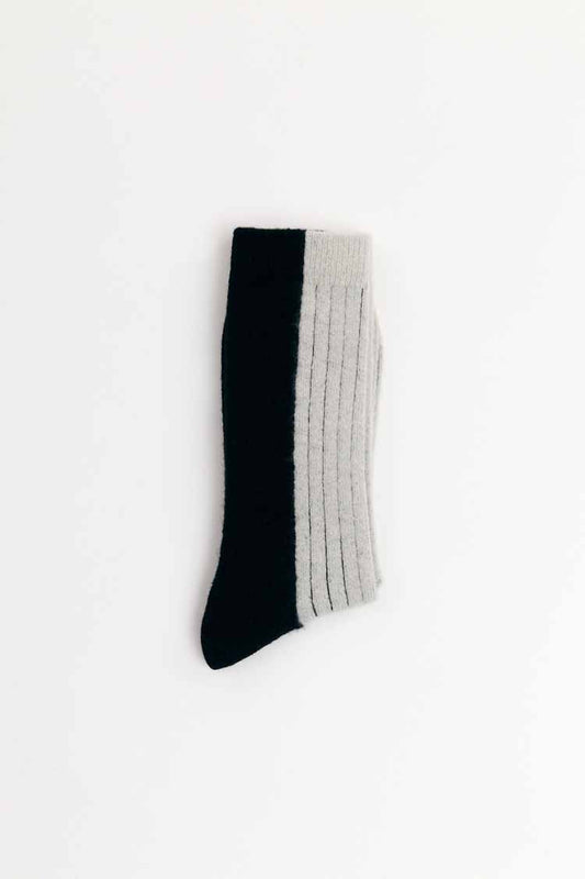 BICOLOUR WOOL SOCKS | BLACK