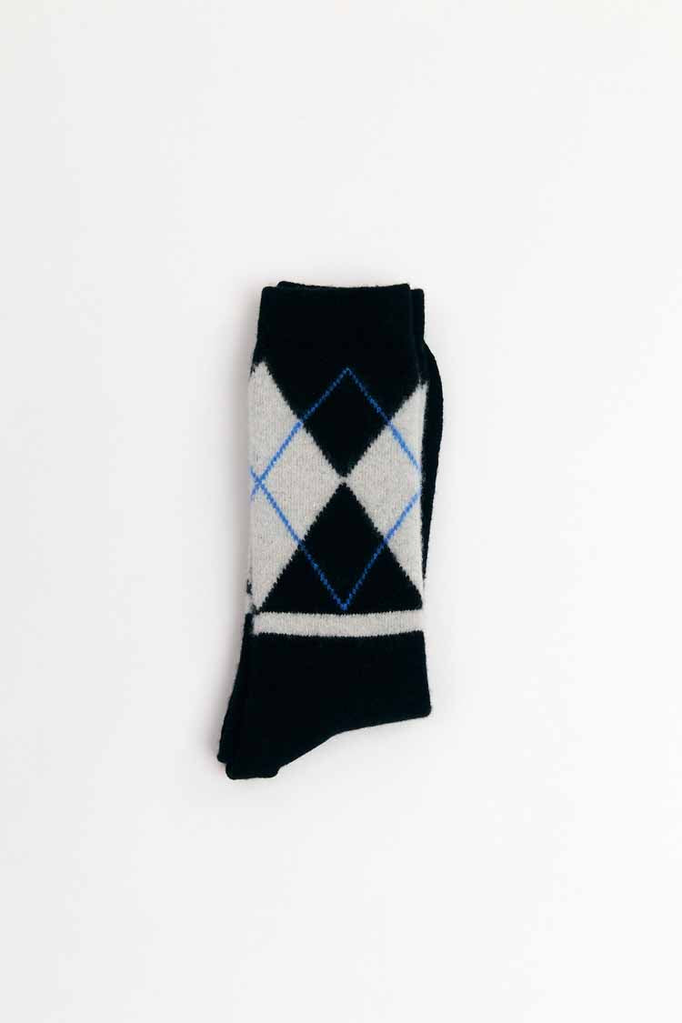 ARGYLE WOOL SOCKS | BLACK