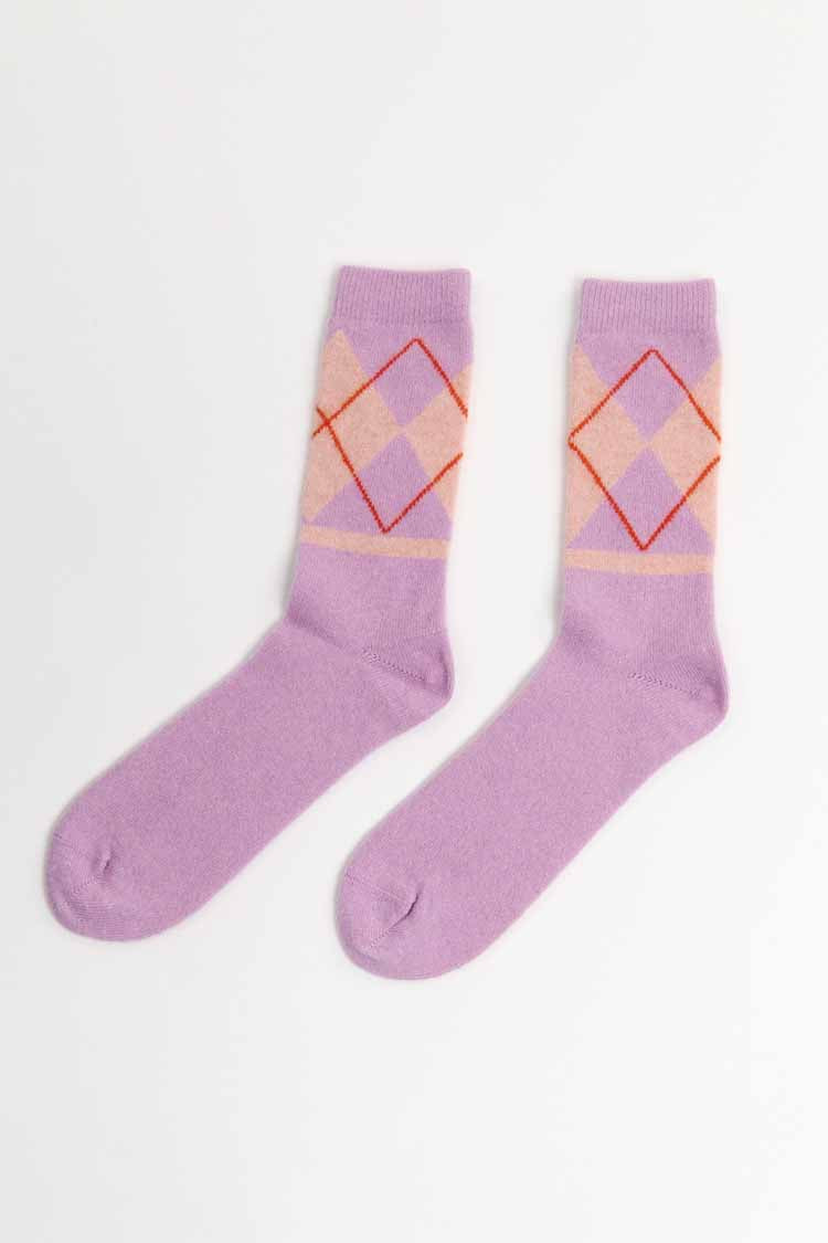 ARGYLE WOOL SOCKS LILAC