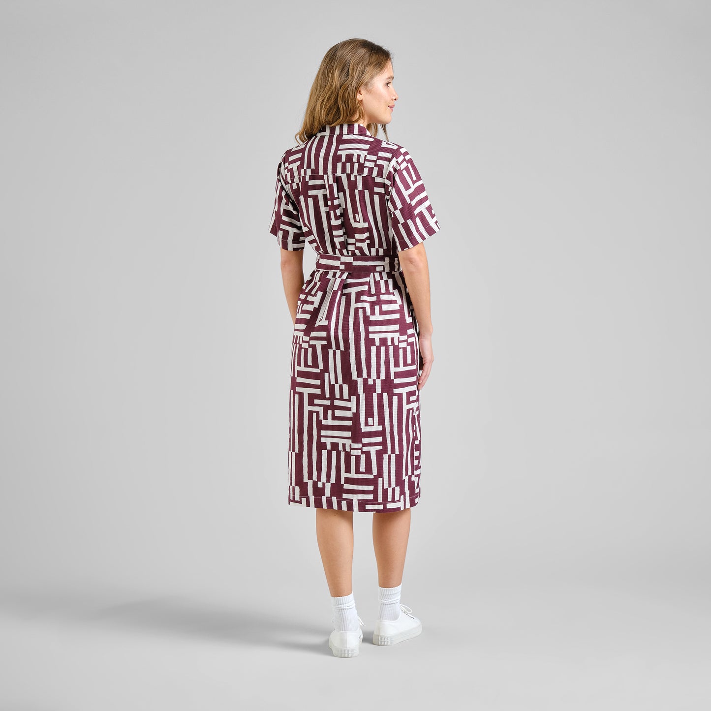 ORREFORS SHIRT DRESS | LINES & STICKS FIG RED