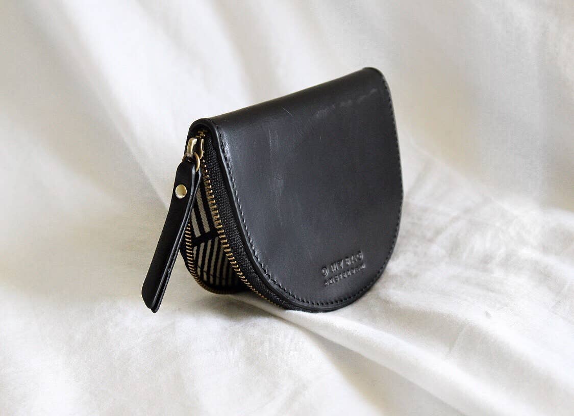 LAURA LEATHER COIN PURSE | BLACK