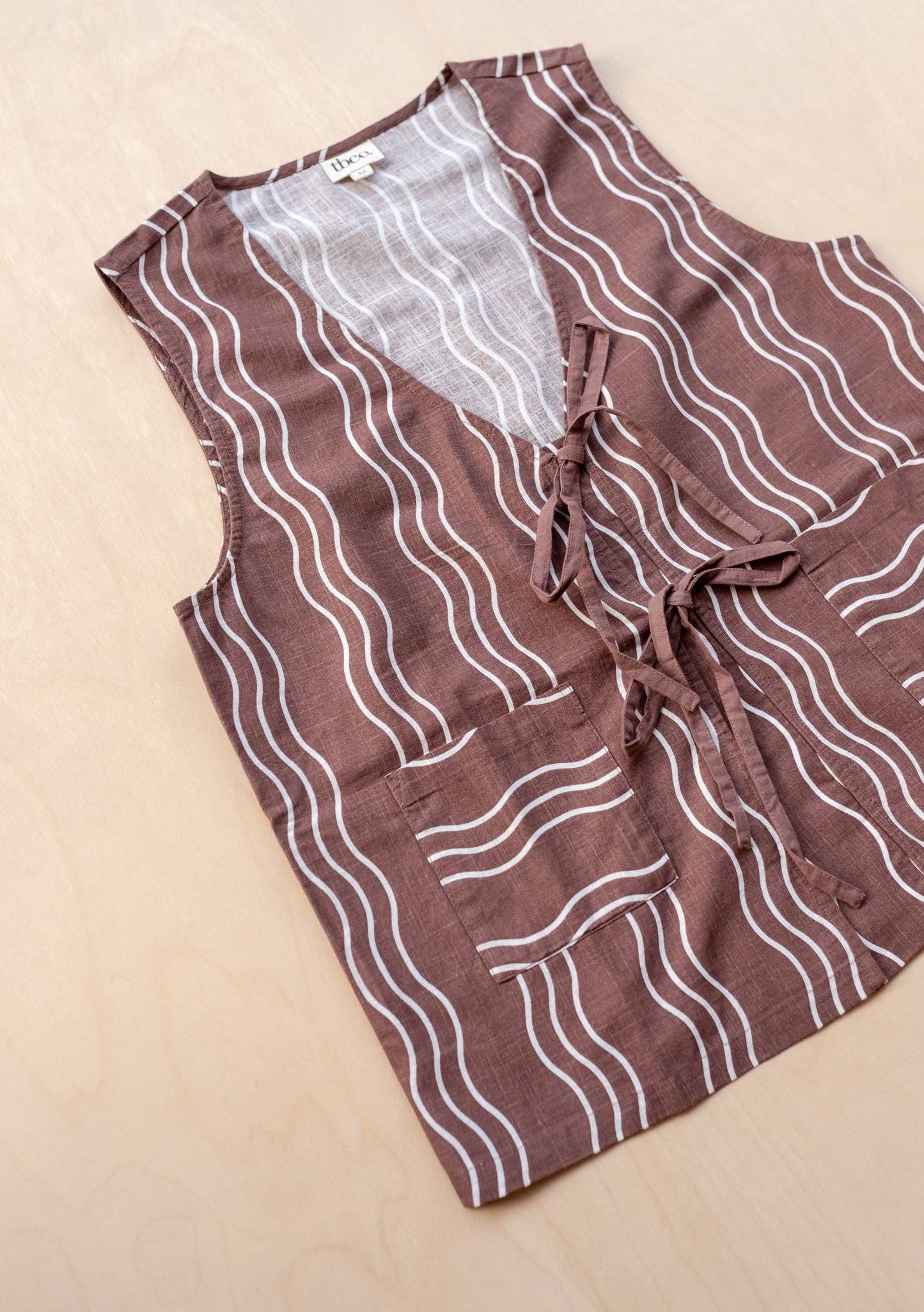 PURE COTTON TIE VEST | BROWN | WAVE