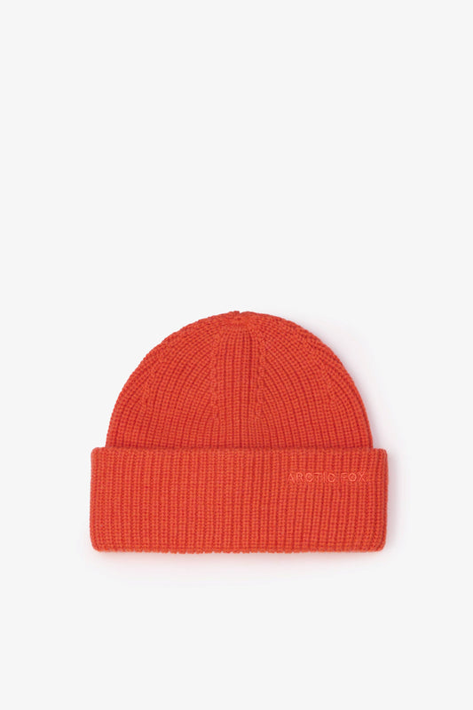 MERINO WOOL EMBROIDERED BEANIE | SUNKISSED CORAL