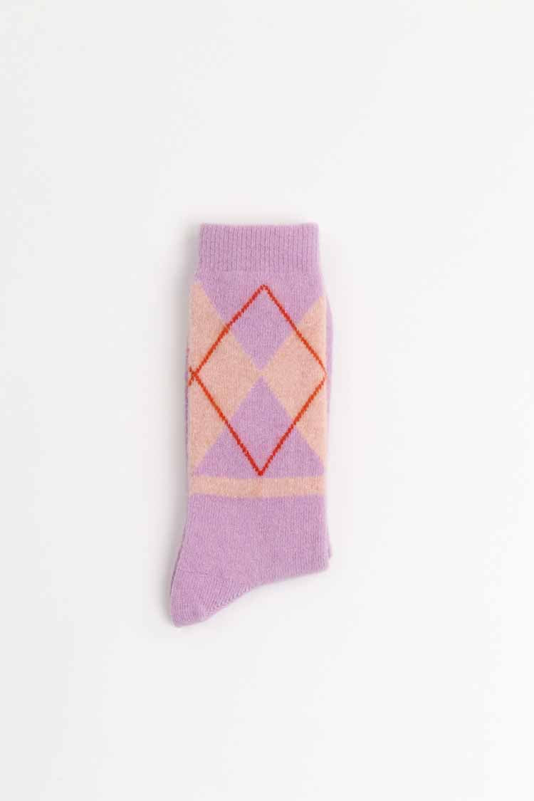 ARGYLE WOOL SOCKS LILAC