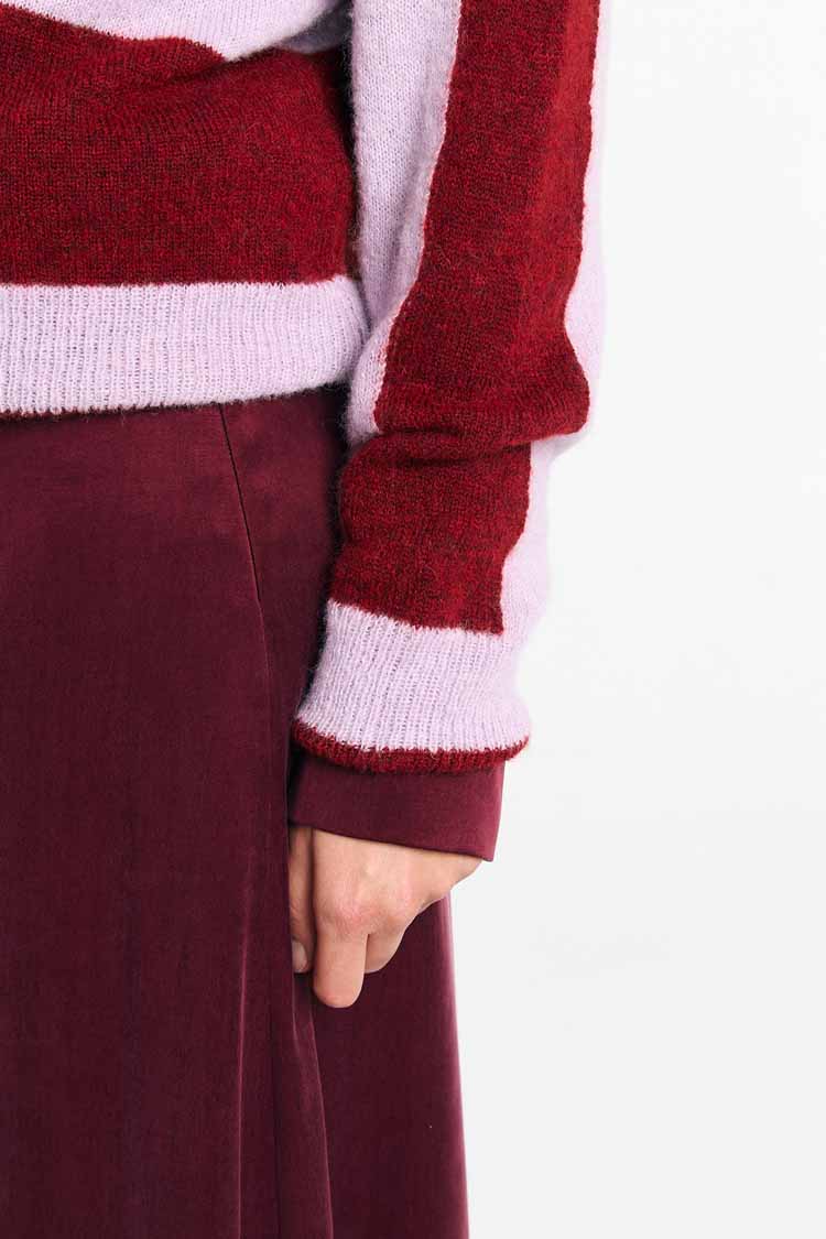 BABOL ALPACA AND MERINO WOOL BLEND JUMPER | BRICK-LILAC STRIPES