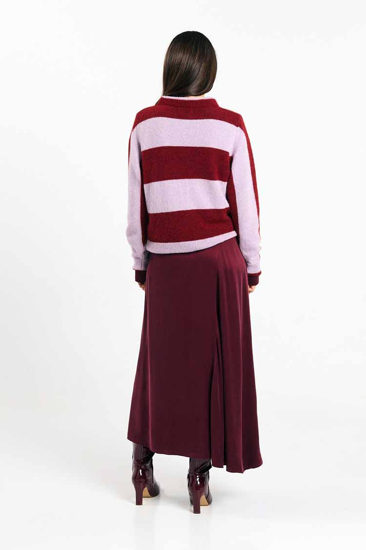 BABOL ALPACA AND MERINO WOOL BLEND JUMPER | BRICK-LILAC STRIPES