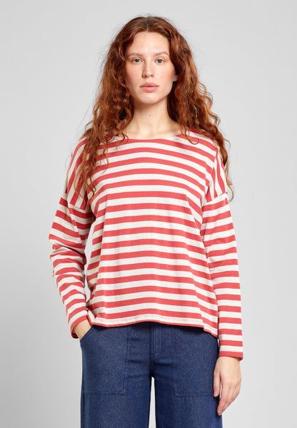 Top Humledal Stripes Mineral Red/Oat White