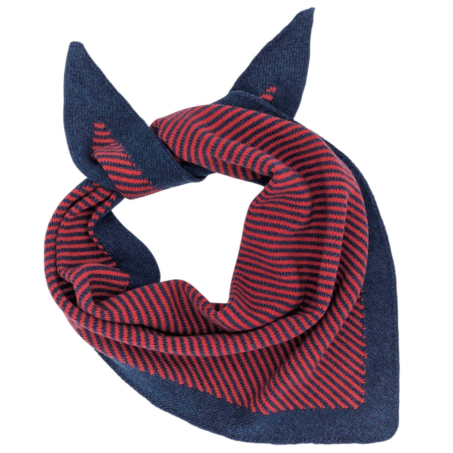 LAMBSWOOL TRIANGLE SCARF | RED AND NAVY STRIPES