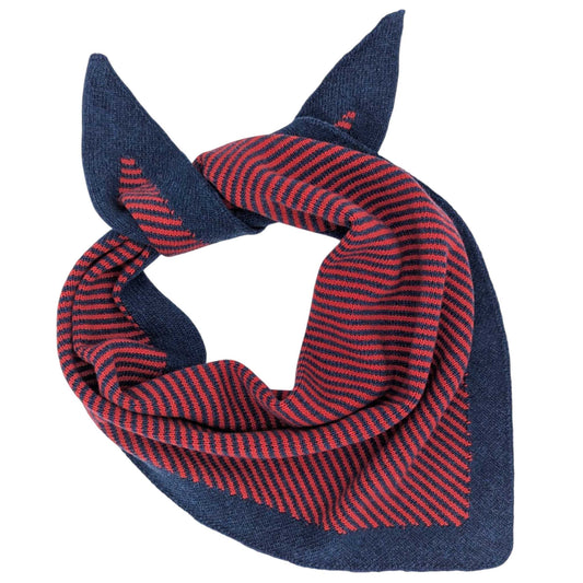LAMBSWOOL TRIANGLE SCARF | RED AND NAVY STRIPES