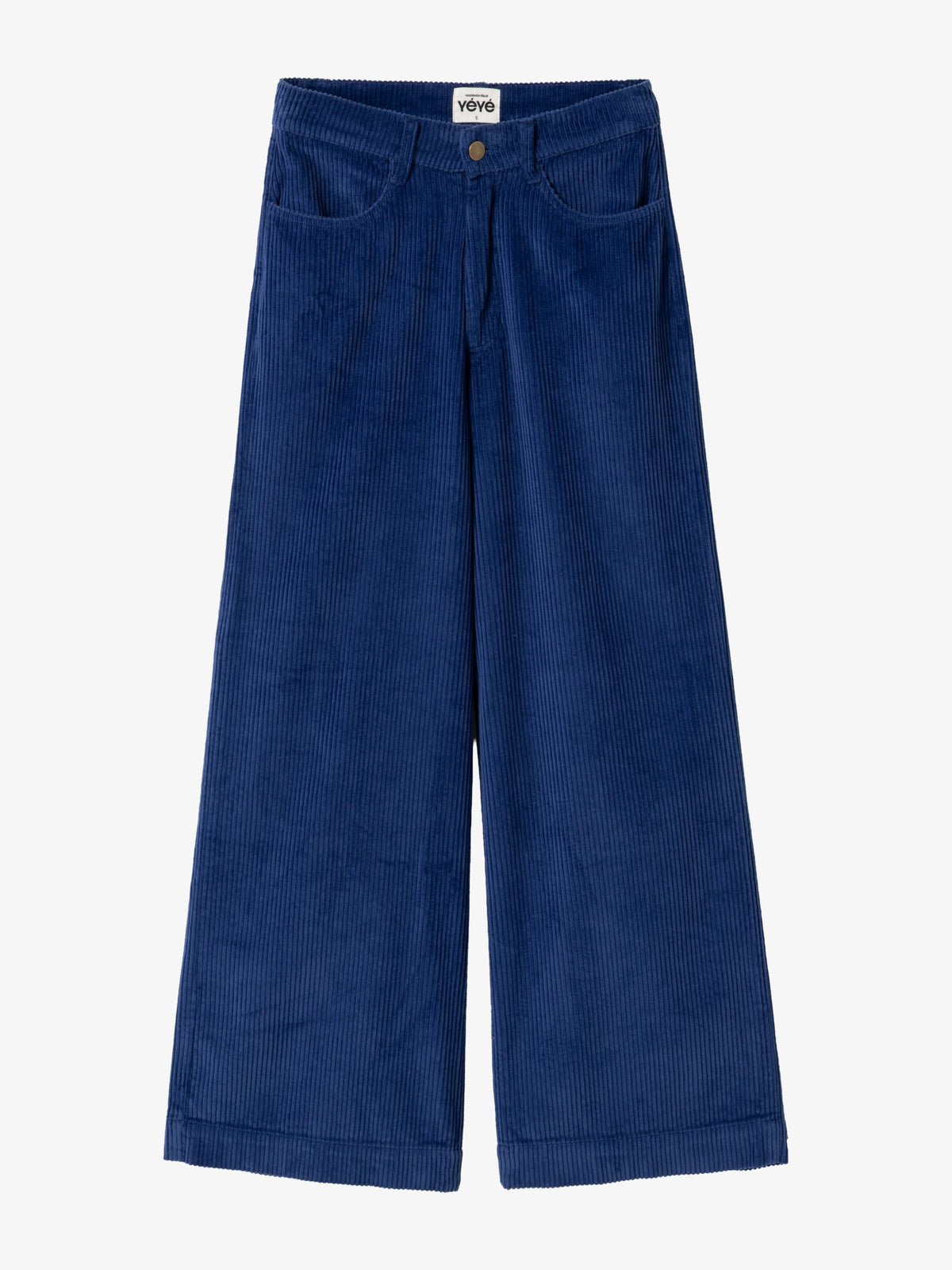 Mademoiselle YéYé Women’s Wide-Leg Corduroy Trousers – Blue