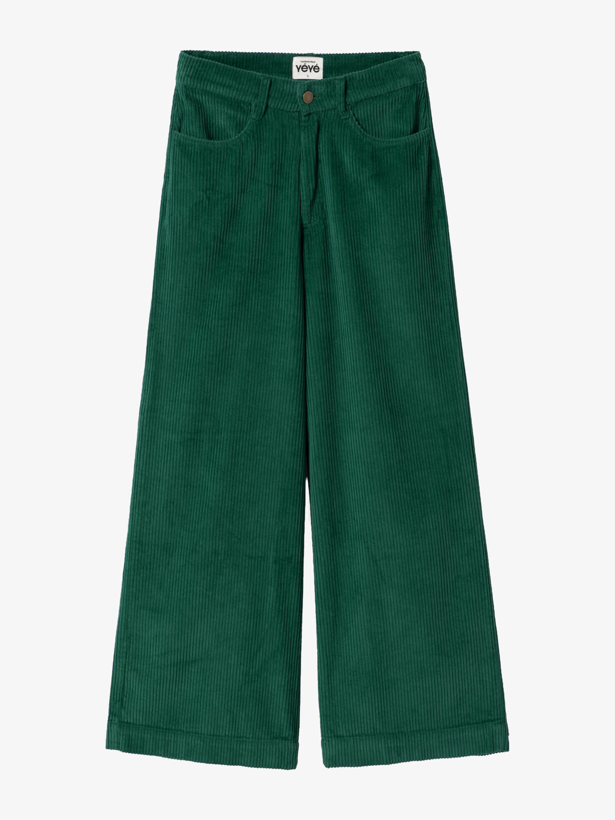 Mademoiselle YéYé Women’s Wide Leg Corduroy Trousers - Emerald Green