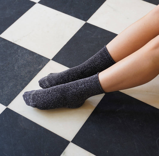 GLITTER LUREX ECO-FRIENDLY LYOCELL SOCKS | DARK GREY
