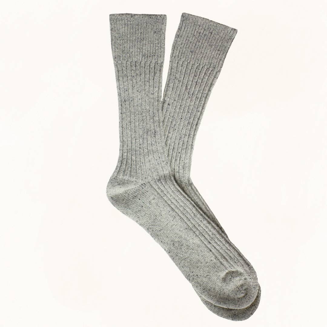 WOOL AND SILK BLEND DUST STAR SOCKS | GREY