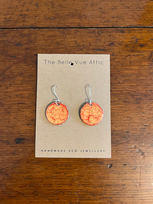 PAINTED SIXPENCE EARRINGS | GOLD AND CORAL