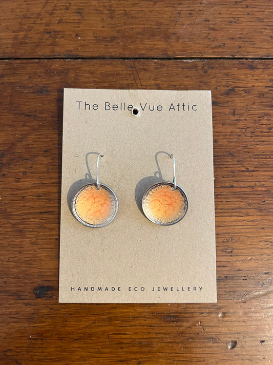 PAINTED SIXPENCE EARRINGS | APRICOT