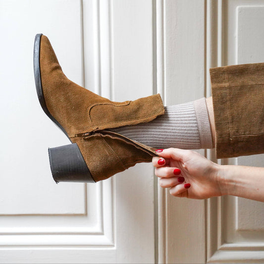 GLITTER LUREX ECO-FRIENDLY LYOCELL SOCKS | GREY STRIPES