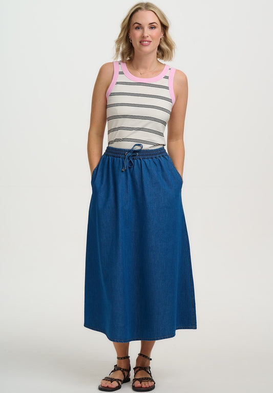 ALLEGRA MIDI SKIRT | DEEP BLUE DENIM