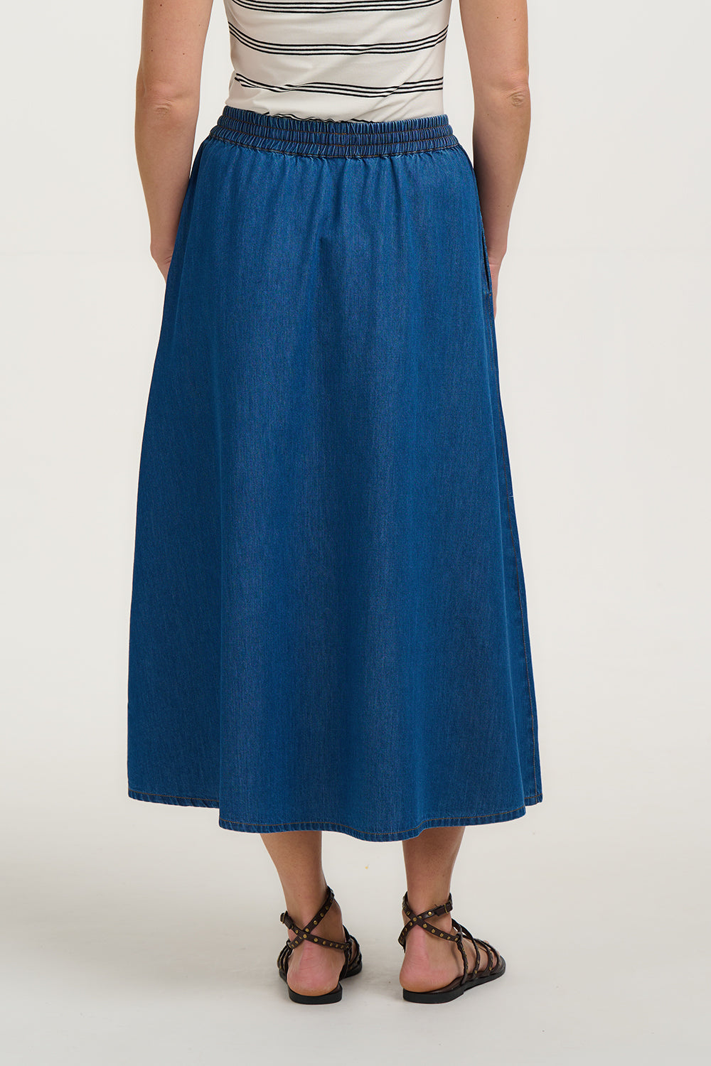 ALLEGRA MIDI SKIRT | DEEP BLUE DENIM