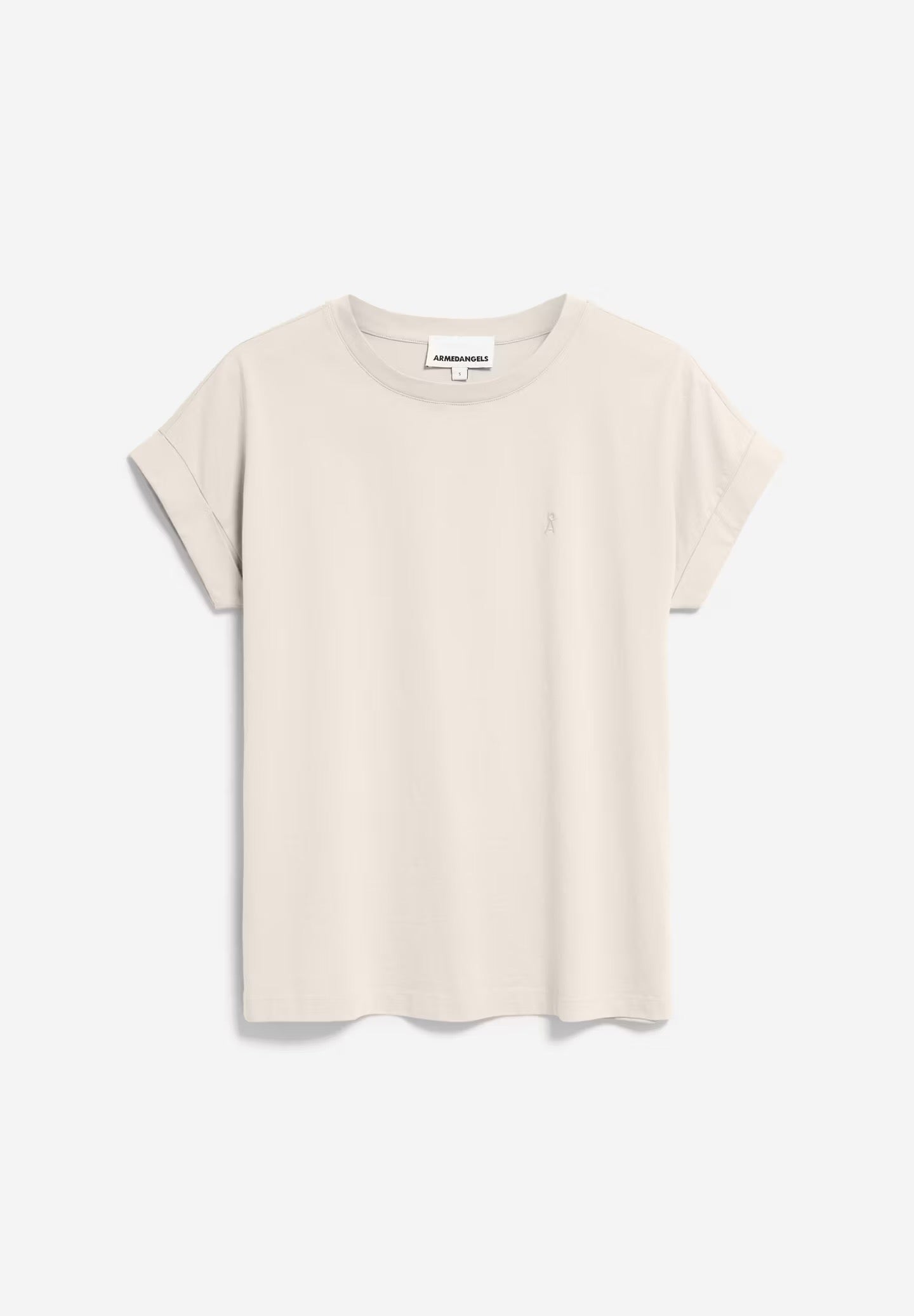 Cap sleeve t-shirt from Armedangels. Relaxed fit. Made from sustainable organic cotton. In off white.
