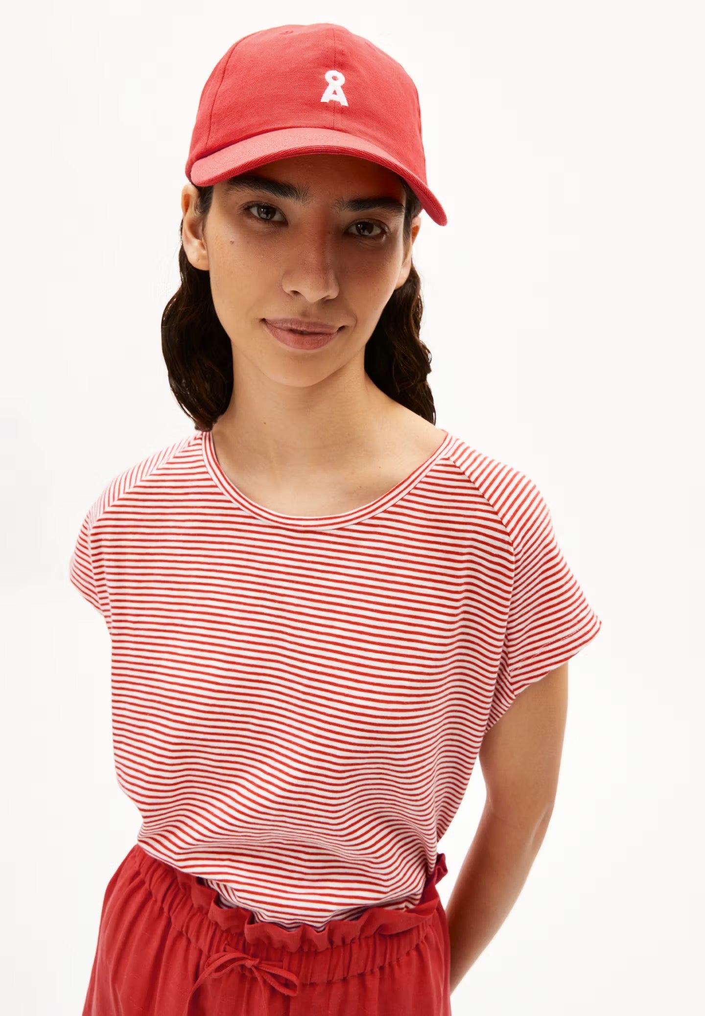 ONELIAA LOVELY STRIPES T-SHIRT | OATMILK-CORAL BLUSH