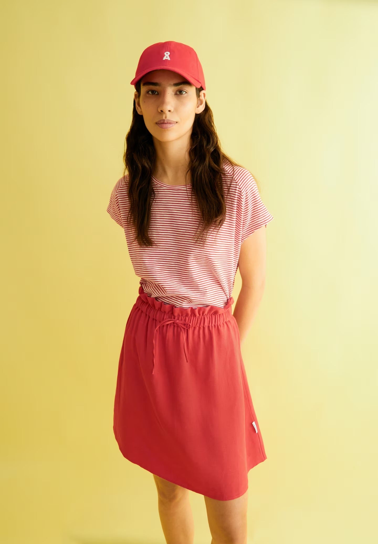 ONELIAA LOVELY STRIPES T-SHIRT | OATMILK-CORAL BLUSH
