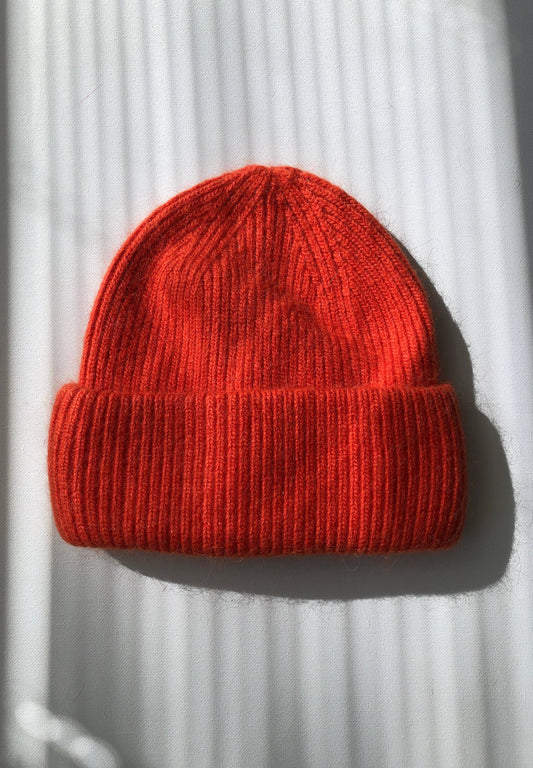 ANGORA AND WOOL BEANIE | BRIGHT ORANGE