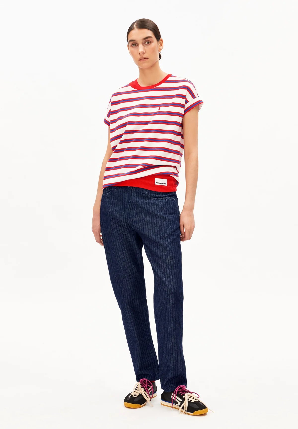 IDAARA ORGANIC COTTON T-SHIRT | LIGHT OATMILK-MARS RED-DYNAMO BLUE