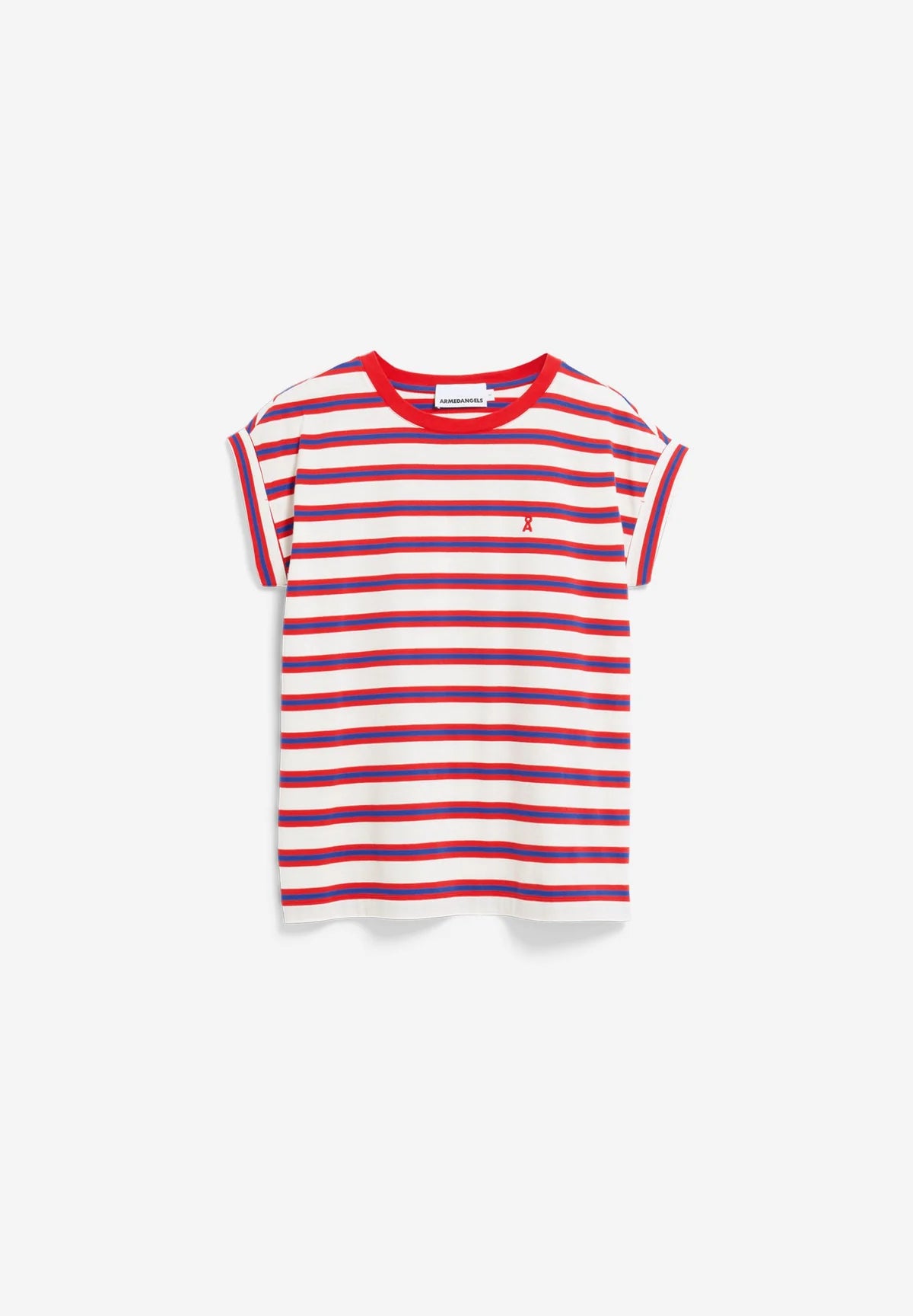 IDAARA ORGANIC COTTON T-SHIRT | LIGHT OATMILK-MARS RED-DYNAMO BLUE
